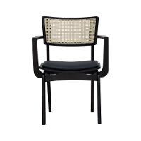 Cadeira Apollo Madeira Maciça Com Braço Encosto Telinha Assento Anatômico - Preto Estofado Corano Preto - 3