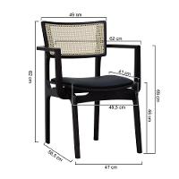 Cadeira Apollo Madeira Maciça Com Braço Encosto Telinha Assento Anatômico - Preto Estofado Corano Preto - 5