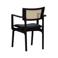 Cadeira Apollo Madeira Maciça Com Braço Encosto Telinha Assento Anatômico - Preto Estofado Corano Preto - 7