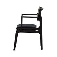 Cadeira Apollo Madeira Maciça Com Braço Encosto Telinha Assento Anatômico - Preto Estofado Corano Preto - 8