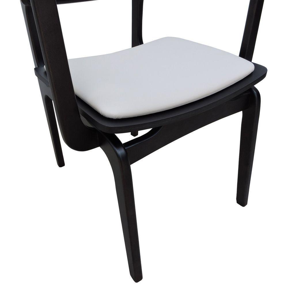Cadeira Apollo Madeira Maciça Com Braço Encosto Telinha Assento Anatômico - Preto Estofado Corano Bege - 4