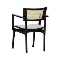 Cadeira Apollo Madeira Maciça Com Braço Encosto Telinha Assento Anatômico - Preto Estofado Corano Bege - 2