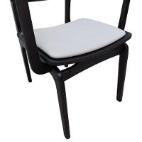 Cadeira Apollo Madeira Maciça Com Braço Encosto Telinha Assento Anatômico - Preto Estofado Corano Bege