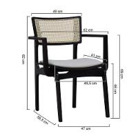 Cadeira Apollo Madeira Maciça Com Braço Encosto Telinha Assento Anatômico - Preto Estofado Corano Bege - 7