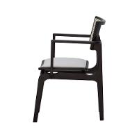 Cadeira Apollo Madeira Maciça Com Braço Encosto Telinha Assento Anatômico - Preto Estofado Corano Bege - 8