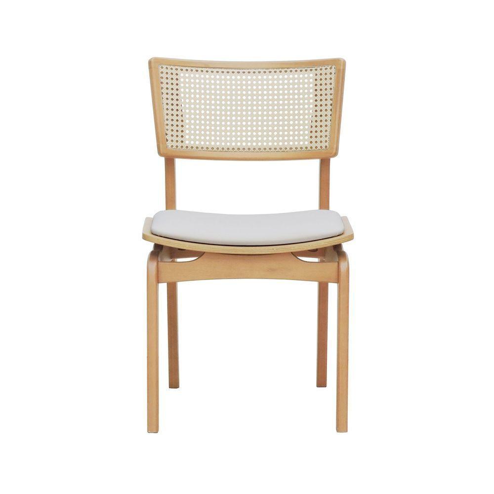 Cadeira Apollo Madeira Maciça Encosto Telinha Assento Anatômico - Natural Estofado Corano Bege - 8