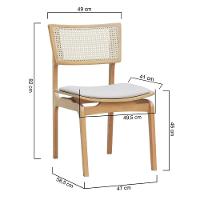 Cadeira Apollo Madeira Maciça Encosto Telinha Assento Anatômico - Natural Estofado Corano Bege