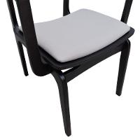 Cadeira Apollo Madeira Maciça Com Braço Encosto Telinha Assento Anatômico - Preto Estofado Linho Bege - 3