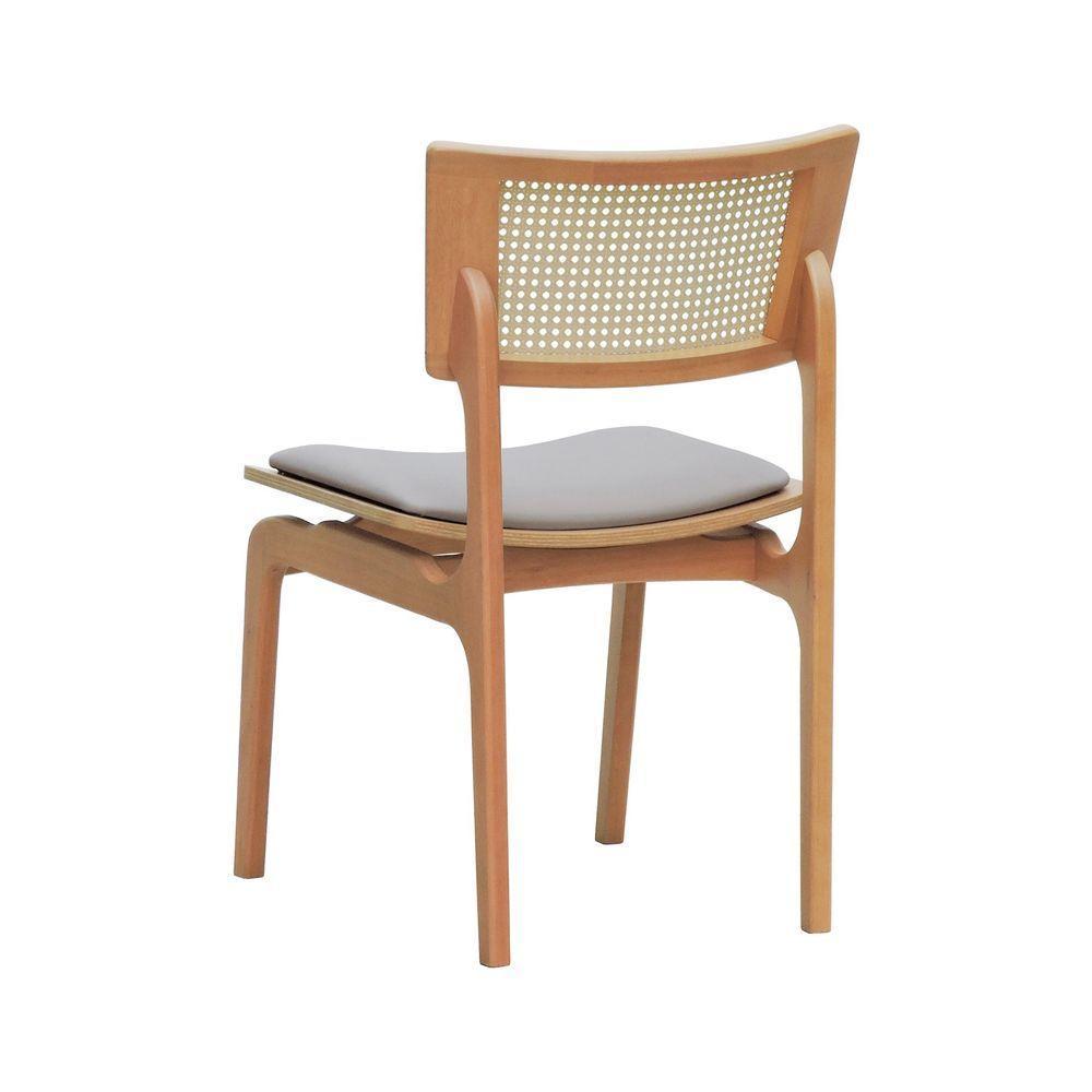 Cadeira Apollo Madeira Maciça Encosto Telinha Assento Anatômico - Natural Estofado Linho Bege - 6