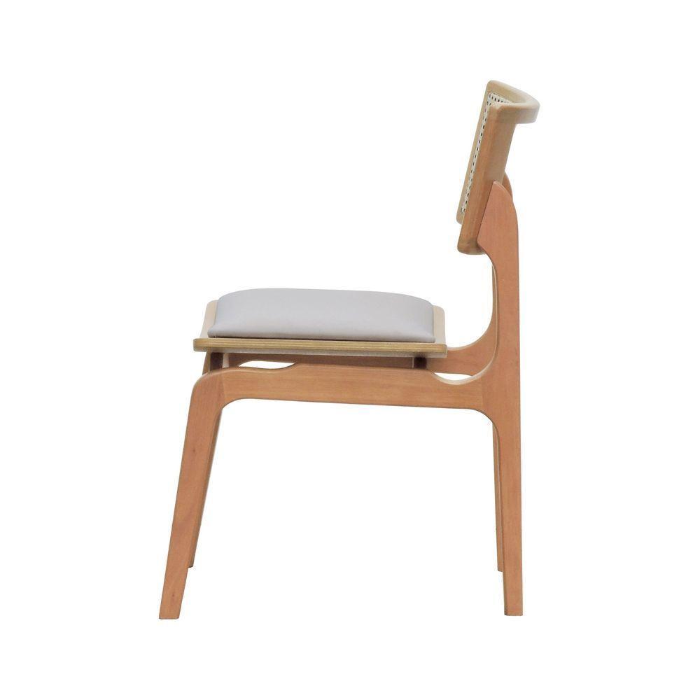 Cadeira Apollo Madeira Maciça Encosto Telinha Assento Anatômico - Natural Estofado Linho Bege - 7