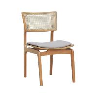 Cadeira Apollo Madeira Maciça Encosto Telinha Assento Anatômico - Natural Estofado Linho Bege - 1