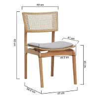 Cadeira Apollo Madeira Maciça Encosto Telinha Assento Anatômico - Natural Estofado Linho Bege