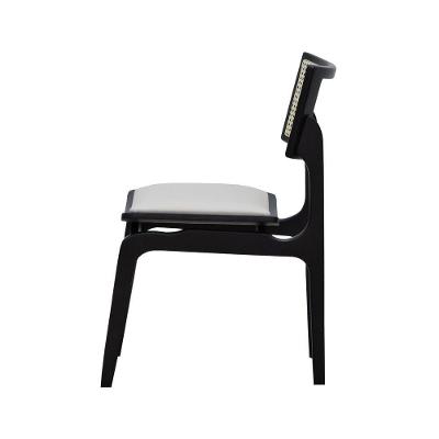 Cadeira Apollo Madeira Maciça Encosto Telinha Assento Anatômico - Preto Estofado Corano Bege