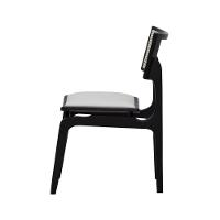 Cadeira Apollo Madeira Maciça Encosto Telinha Assento Anatômico - Preto Estofado Corano Bege - 1