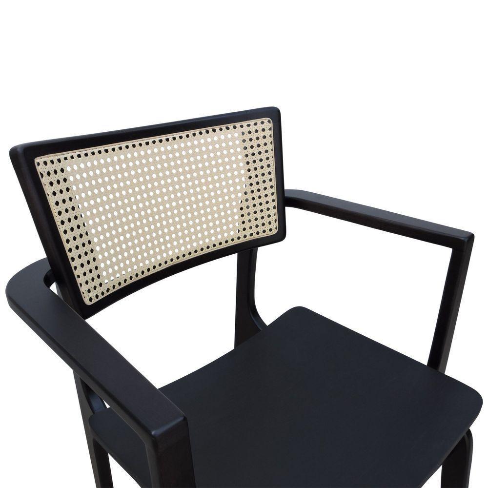 Cadeira Apollo Madeira Maciça Com Braço Encosto Telinha Assento Anatômico - Preto Madeira - 2