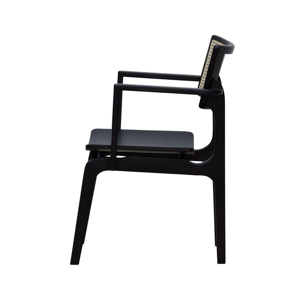 Cadeira Apollo Madeira Maciça Com Braço Encosto Telinha Assento Anatômico - Preto Madeira - 4