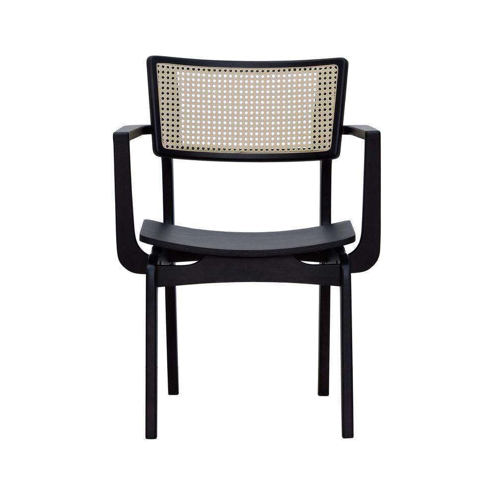 Cadeira Apollo Madeira Maciça Com Braço Encosto Telinha Assento Anatômico - Preto Madeira - 5