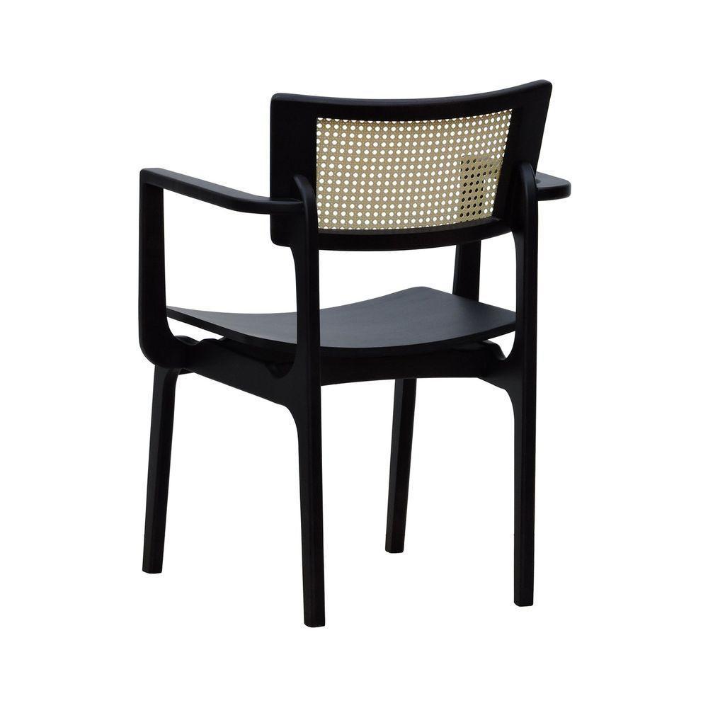 Cadeira Apollo Madeira Maciça Com Braço Encosto Telinha Assento Anatômico - Preto Madeira - 6