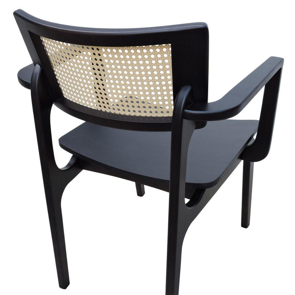 Cadeira Apollo Madeira Maciça Com Braço Encosto Telinha Assento Anatômico - Preto Madeira - 7