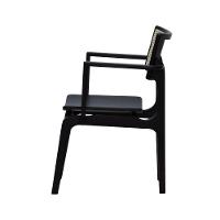 Cadeira Apollo Madeira Maciça Com Braço Encosto Telinha Assento Anatômico - Preto Madeira