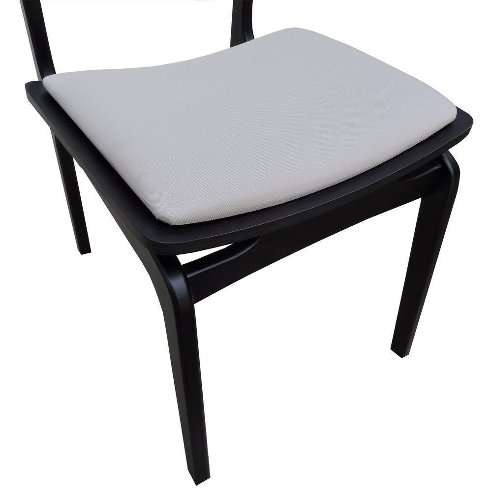 Cadeira Apollo Madeira Maciça Encosto Telinha Assento Anatômico - Preto Estofado Linho Bege - 3