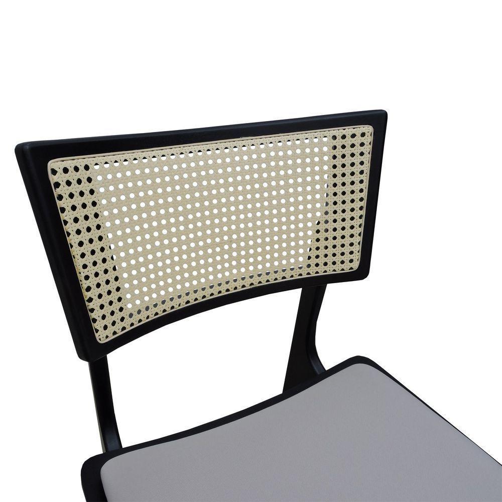 Cadeira Apollo Madeira Maciça Encosto Telinha Assento Anatômico - Preto Estofado Linho Bege - 7