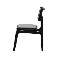 Cadeira Apollo Madeira Maciça Encosto Telinha Assento Anatômico - Preto Estofado Linho Bege