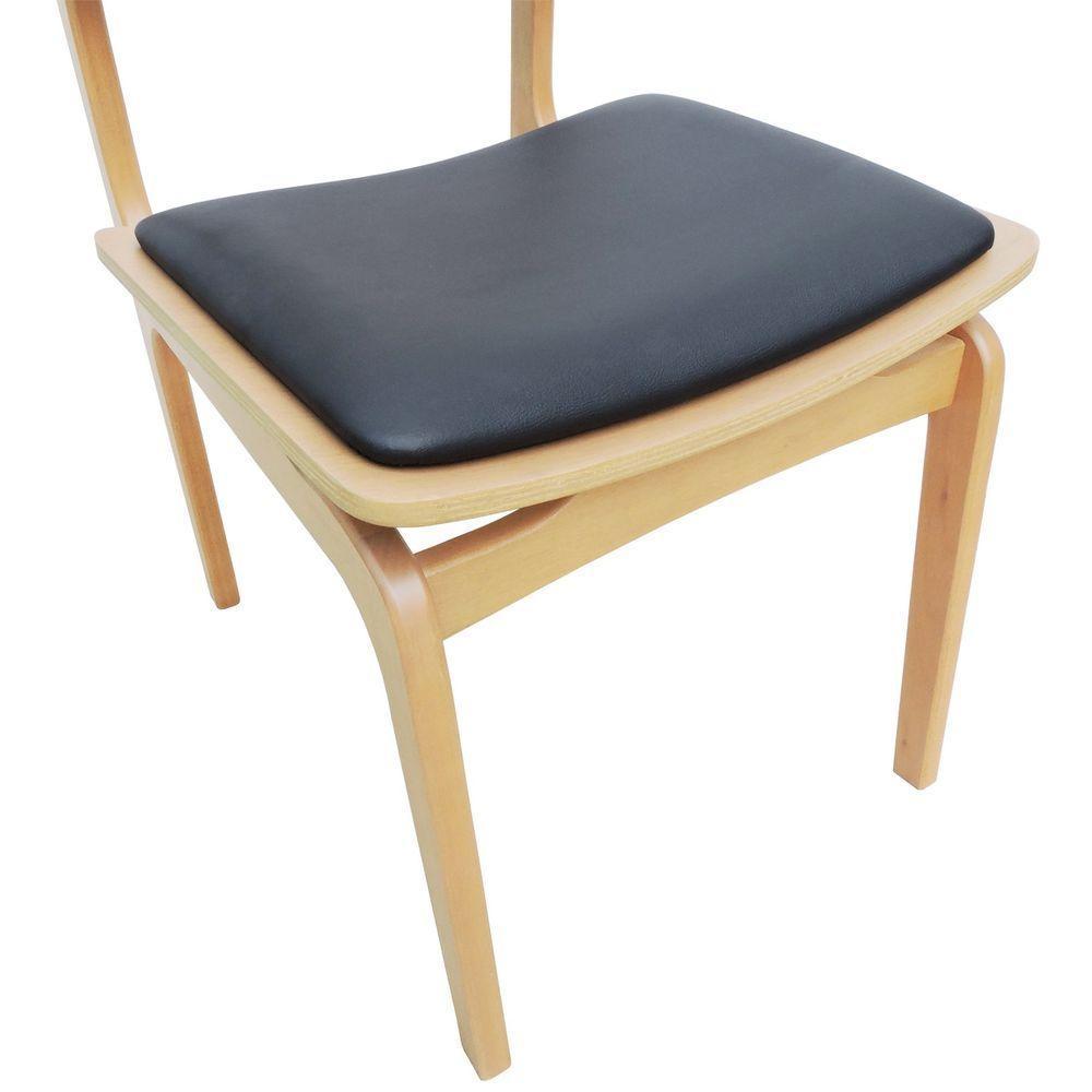 Cadeira Apollo Madeira Maciça Encosto Telinha Assento Anatômico - Natural Estofado Corano Preto - 4