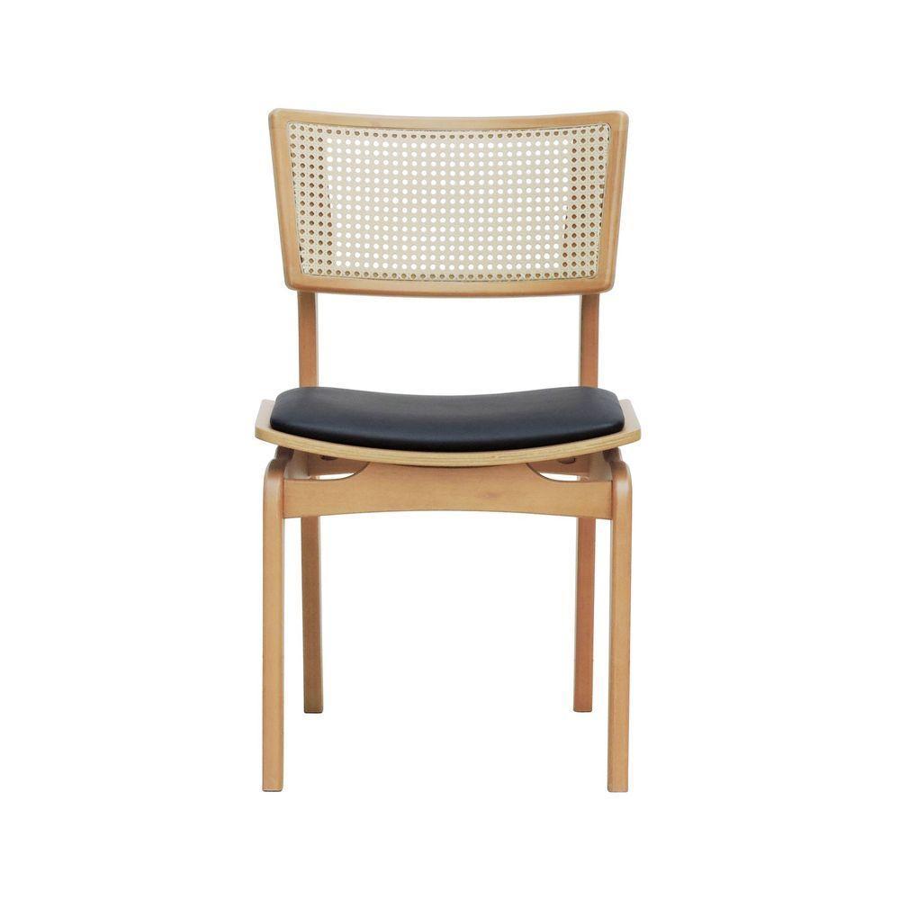 Cadeira Apollo Madeira Maciça Encosto Telinha Assento Anatômico - Natural Estofado Corano Preto - 6