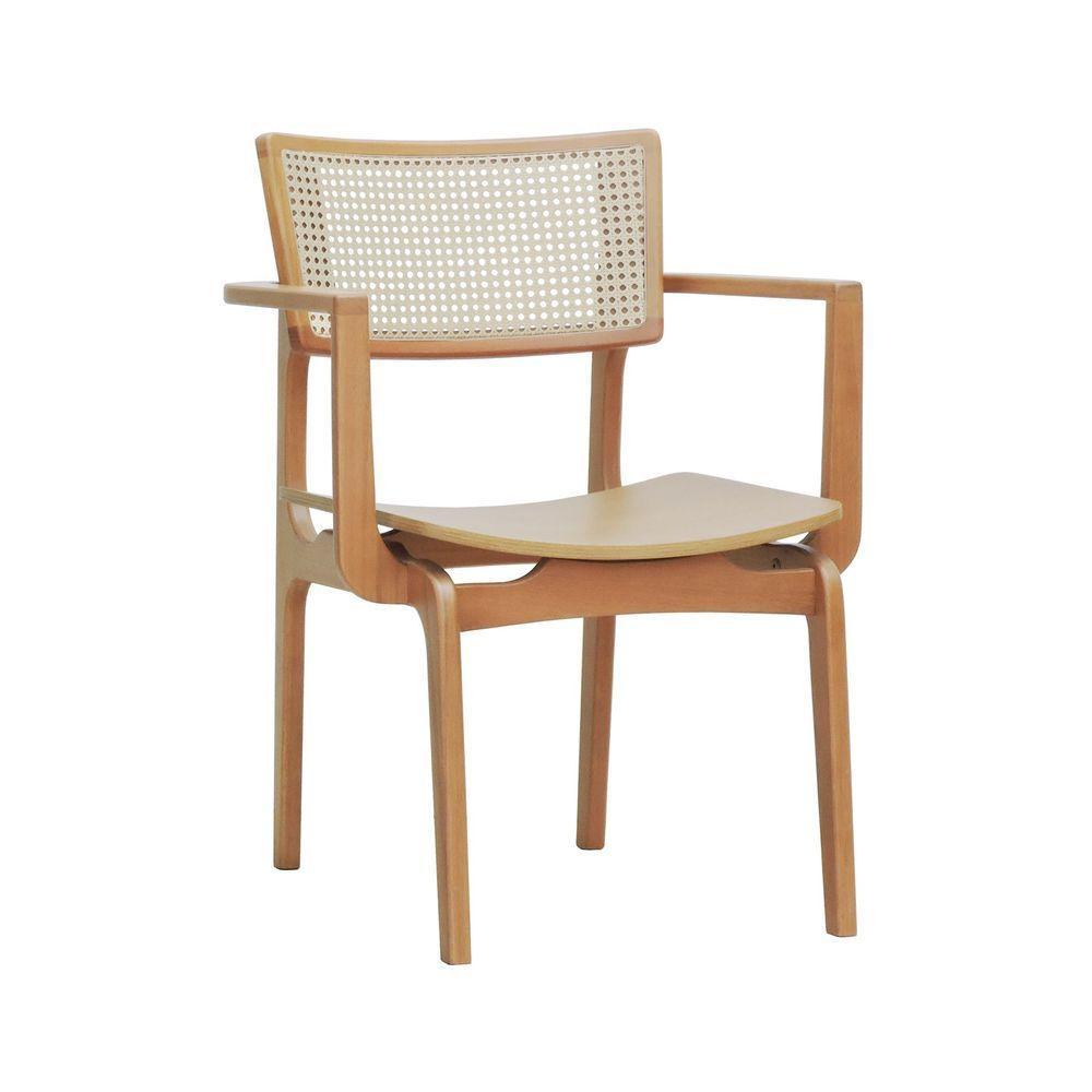 Cadeira Apollo Madeira Maciça Com Braço Encosto Telinha Assento Anatômico - Natural Madeira - 1