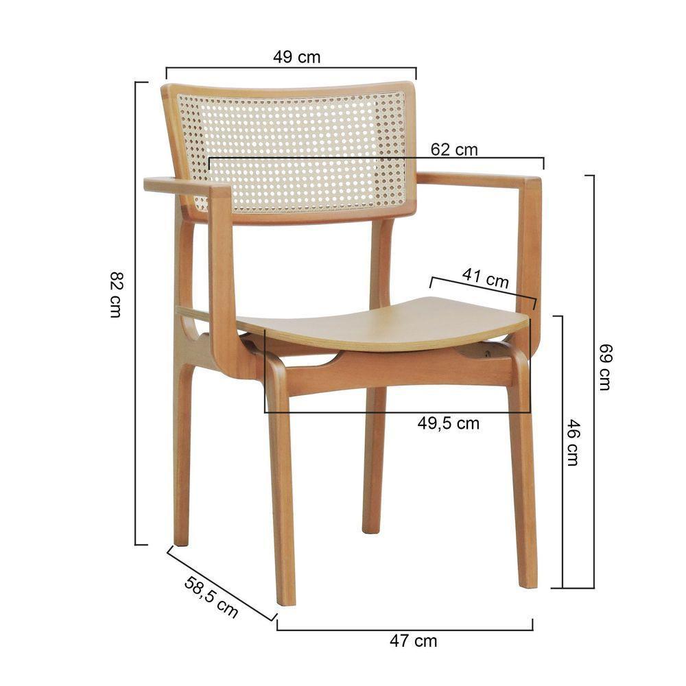 Cadeira Apollo Madeira Maciça Com Braço Encosto Telinha Assento Anatômico - Natural Madeira - 5