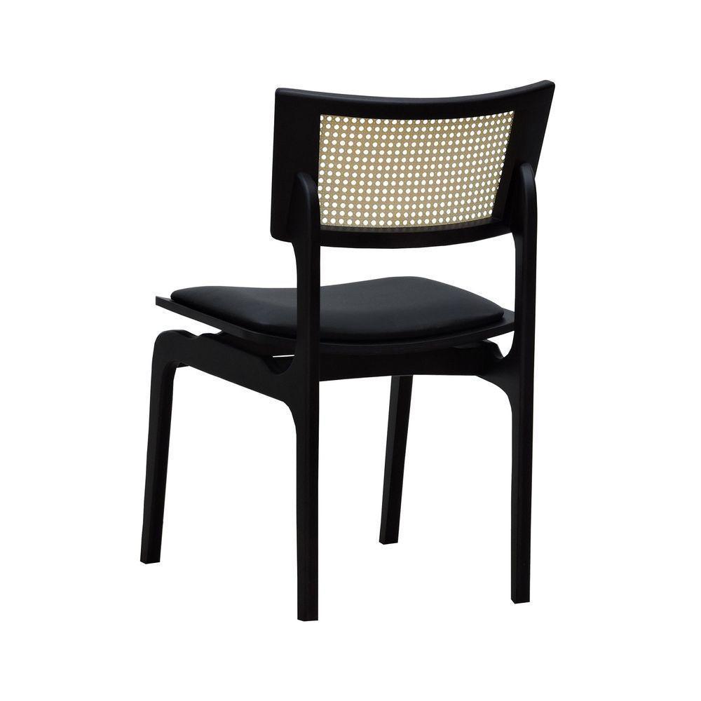 Cadeira Apollo Madeira Maciça Encosto Telinha Assento Anatômico - Preto Estofado Corano Preto - 4