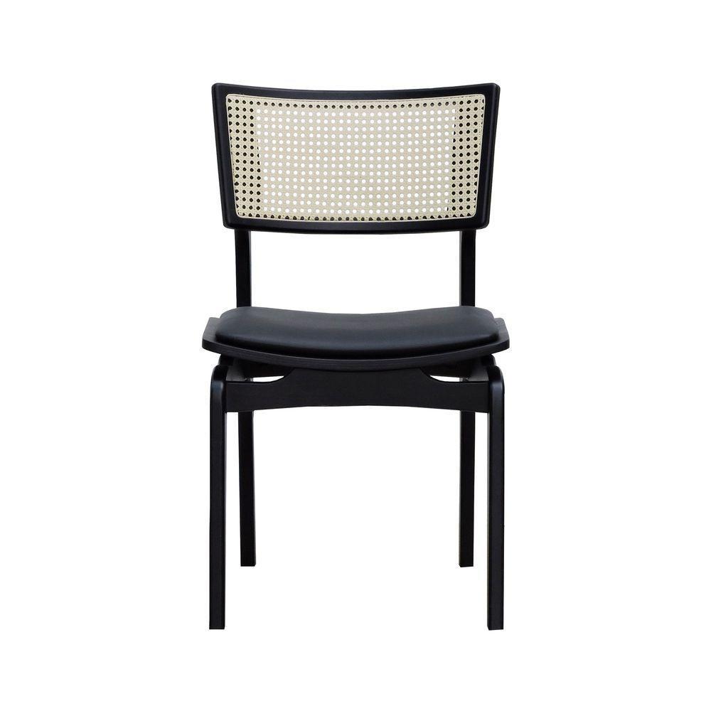 Cadeira Apollo Madeira Maciça Encosto Telinha Assento Anatômico - Preto Estofado Corano Preto - 7