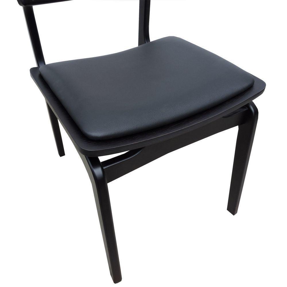 Cadeira Apollo Madeira Maciça Encosto Telinha Assento Anatômico - Preto Estofado Corano Preto - 8
