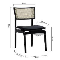 Cadeira Apollo Madeira Maciça Encosto Telinha Assento Anatômico - Preto Estofado Corano Preto - 3