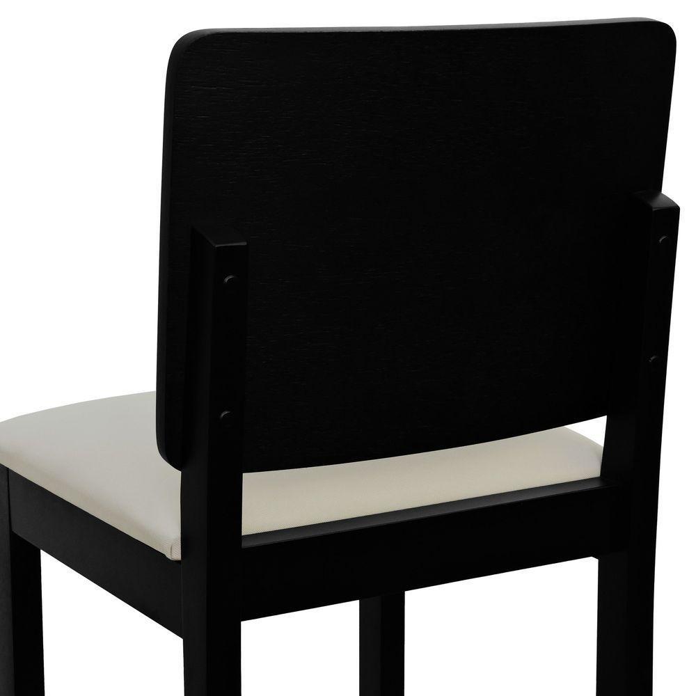 Banqueta Alta Bistrô Quéops Madeira Maciça Encosto Anatômico - Preto Linho Bege - 7