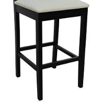 Banqueta Alta Bistrô Quéops Madeira Maciça Encosto Anatômico - Preto Linho Bege - 3