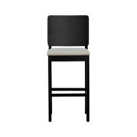 Banqueta Alta Bistrô Quéops Madeira Maciça Encosto Anatômico - Preto Linho Bege