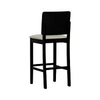 Banqueta Alta Bistrô Quéops Madeira Maciça Encosto Anatômico - Preto Linho Bege - 8