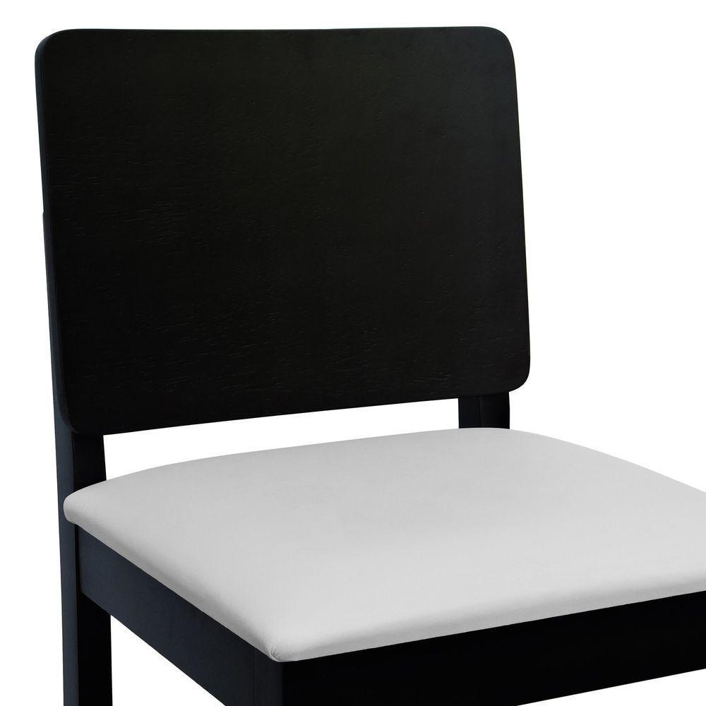 Banqueta Alta Bistrô Quéops Madeira Maciça Encosto Anatômico - Preto Corano Bege - 4