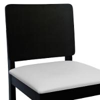 Banqueta Alta Bistrô Quéops Madeira Maciça Encosto Anatômico - Preto Corano Bege