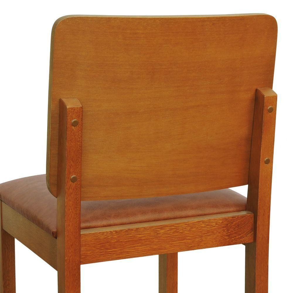 Banqueta Alta Bistrô Quéops Madeira Maciça Encosto Anatômico - Amêndoa Assento Estofado Corano Marrom Mescla - 7