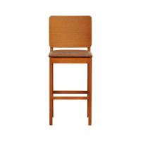 Banqueta Alta Bistrô Quéops Madeira Maciça Encosto Anatômico - Amêndoa Assento Estofado Corano Marrom Mescla - 2