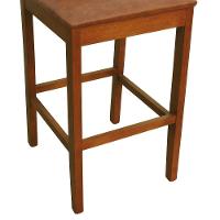 Banqueta Alta Bistrô Quéops Madeira Maciça Encosto Anatômico - Amêndoa Assento Estofado Corano Marrom Mescla - 5