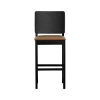 Banqueta Alta Bistrô Quéops Madeira Maciça Encosto Anatômico - Preto Corano Marrom Mescla - 8