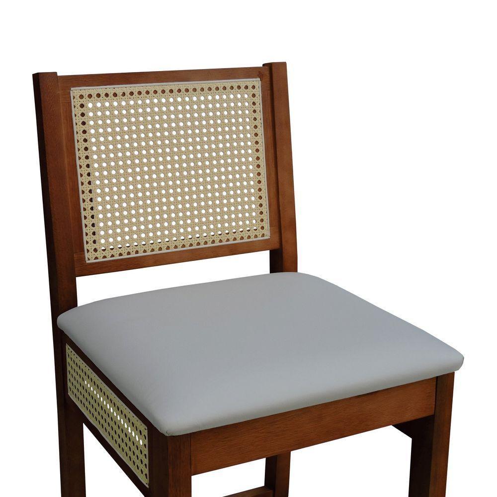 Banqueta Alta Bistrô Urban Lateral E Encosto Telinha Natural Assento Estofado - Amêndoa Corano Bege - 3
