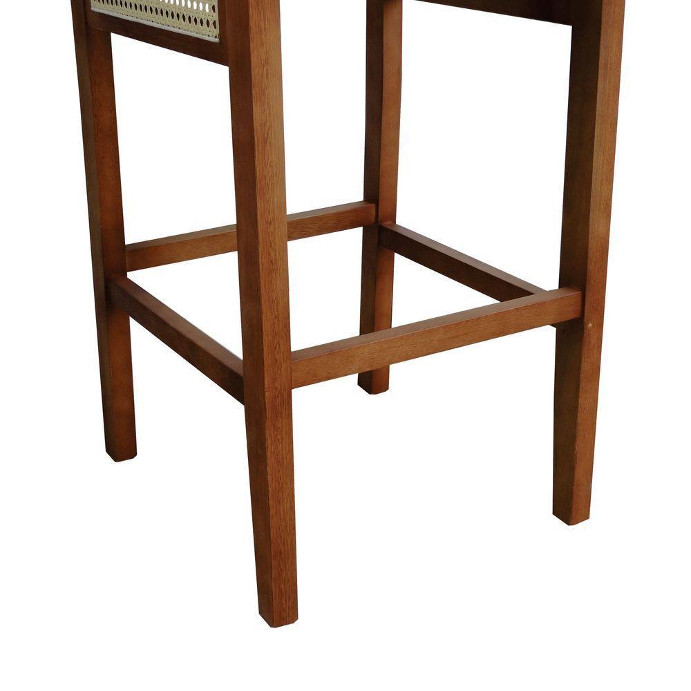 Banqueta Alta Bistrô Urban Lateral E Encosto Telinha Natural Assento Estofado - Amêndoa Corano Bege - 5