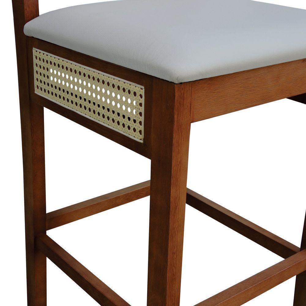 Banqueta Alta Bistrô Urban Lateral E Encosto Telinha Natural Assento Estofado - Amêndoa Corano Bege - 6