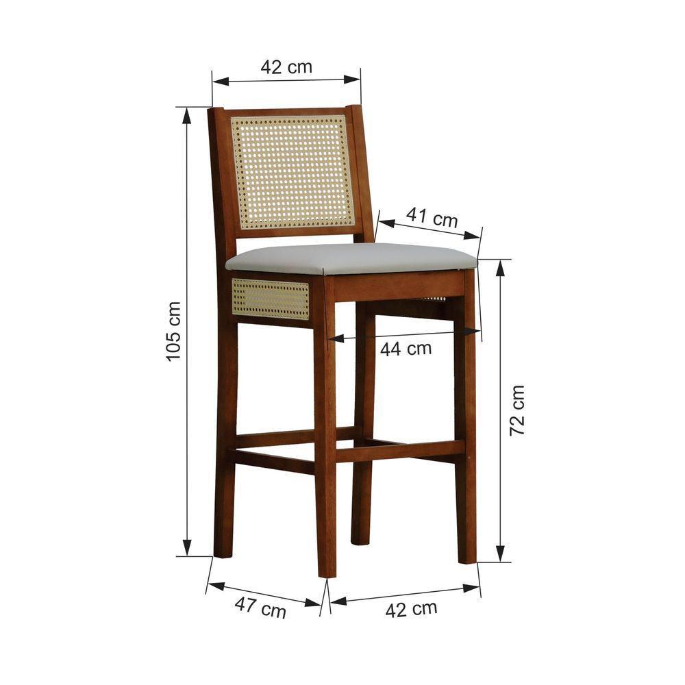 Banqueta Alta Bistrô Urban Lateral E Encosto Telinha Natural Assento Estofado - Amêndoa Corano Bege - 7