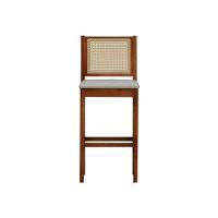 Banqueta Alta Bistrô Urban Lateral E Encosto Telinha Natural Assento Estofado - Amêndoa Corano Bege